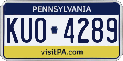 PA license plate KUO4289