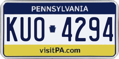 PA license plate KUO4294