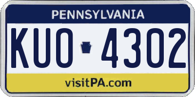 PA license plate KUO4302