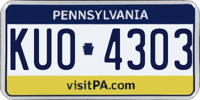 PA license plate KUO4303