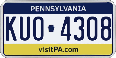 PA license plate KUO4308