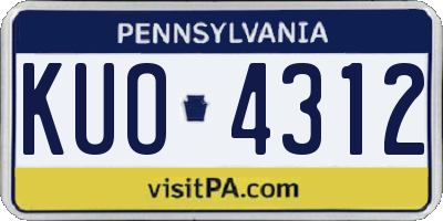 PA license plate KUO4312