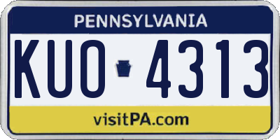 PA license plate KUO4313