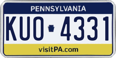 PA license plate KUO4331