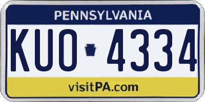 PA license plate KUO4334