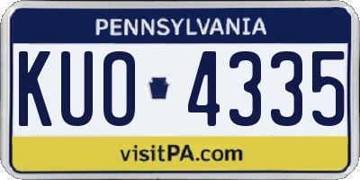 PA license plate KUO4335