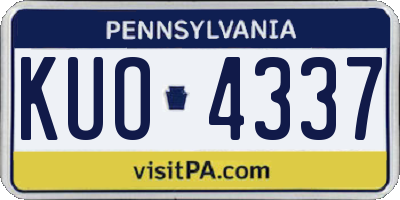 PA license plate KUO4337