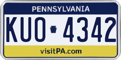 PA license plate KUO4342