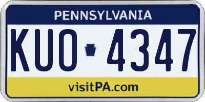 PA license plate KUO4347
