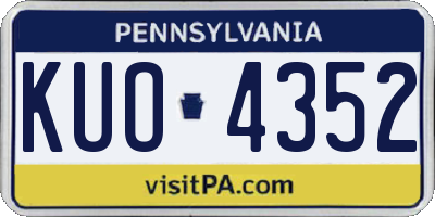 PA license plate KUO4352