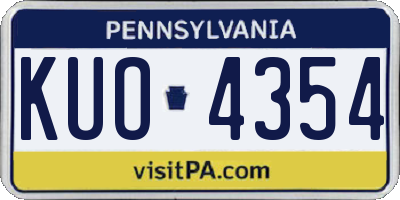 PA license plate KUO4354