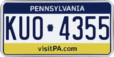 PA license plate KUO4355