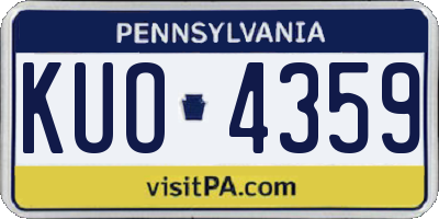PA license plate KUO4359