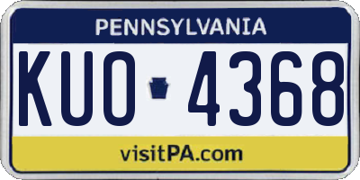 PA license plate KUO4368
