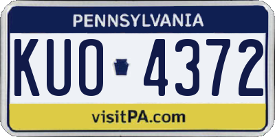 PA license plate KUO4372