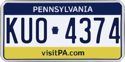 PA license plate KUO4374