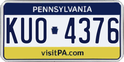PA license plate KUO4376