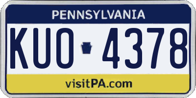 PA license plate KUO4378