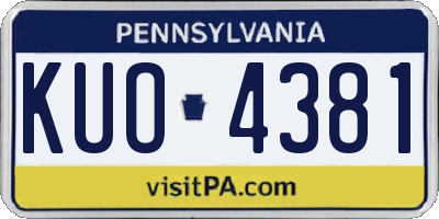 PA license plate KUO4381