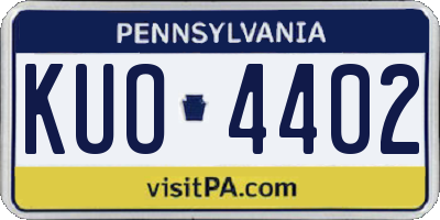 PA license plate KUO4402