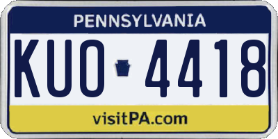 PA license plate KUO4418