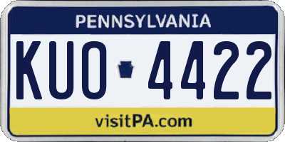 PA license plate KUO4422
