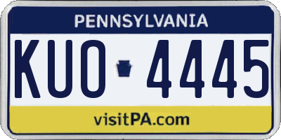 PA license plate KUO4445