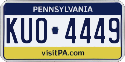 PA license plate KUO4449