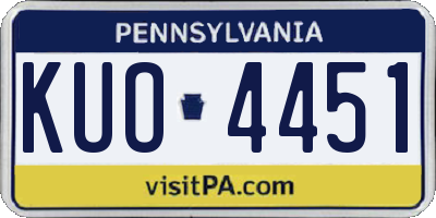 PA license plate KUO4451