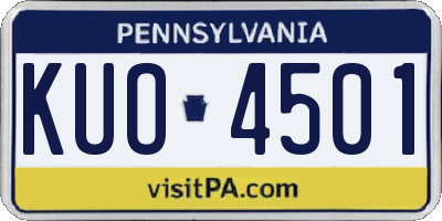 PA license plate KUO4501
