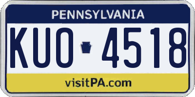 PA license plate KUO4518