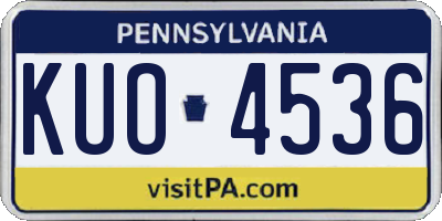 PA license plate KUO4536