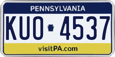 PA license plate KUO4537