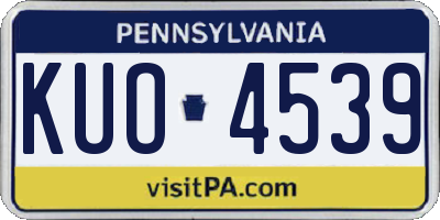 PA license plate KUO4539