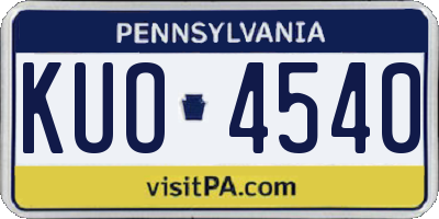 PA license plate KUO4540