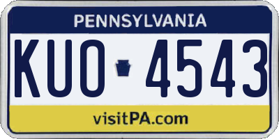 PA license plate KUO4543