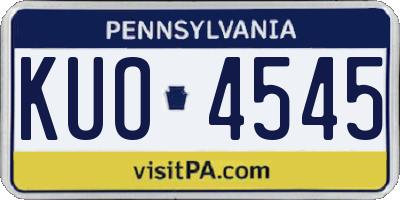 PA license plate KUO4545