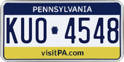 PA license plate KUO4548