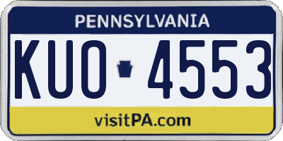 PA license plate KUO4553