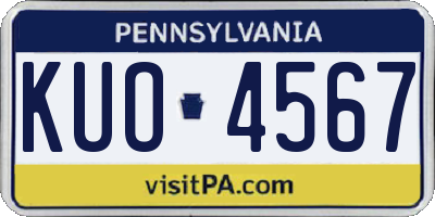 PA license plate KUO4567