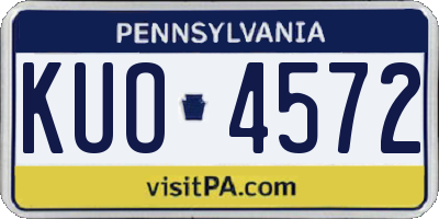 PA license plate KUO4572