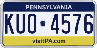PA license plate KUO4576