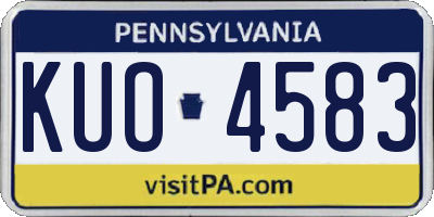 PA license plate KUO4583