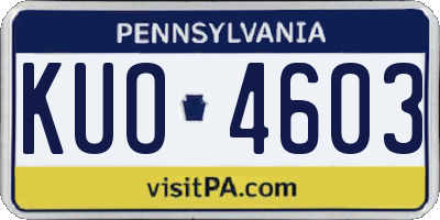 PA license plate KUO4603