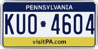 PA license plate KUO4604