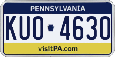 PA license plate KUO4630