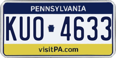 PA license plate KUO4633