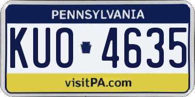 PA license plate KUO4635