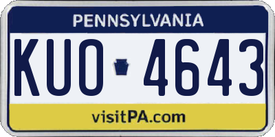 PA license plate KUO4643