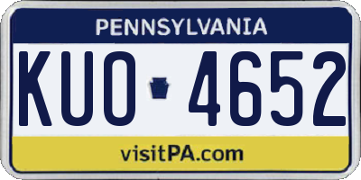 PA license plate KUO4652
